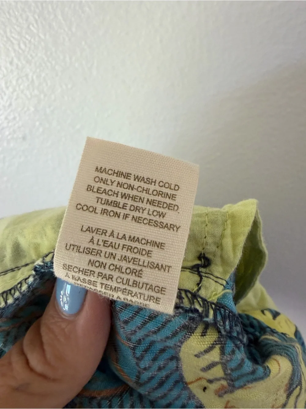 Free People Bird Print Side Tie Blue & Yellow Micro Mini Shorts Size 8